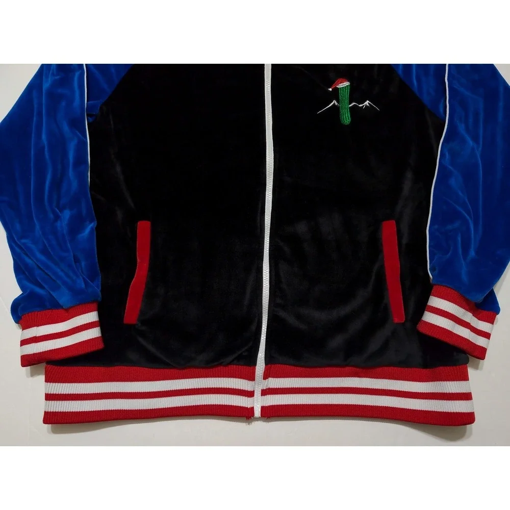 BLIZZARD BAY Velour Track Jacket Santa Claus Snowboard Christmas Red Blue Large